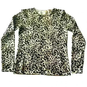 EUC Vintage Peck & Peck Cashmere Leopard Print Sweater Size M